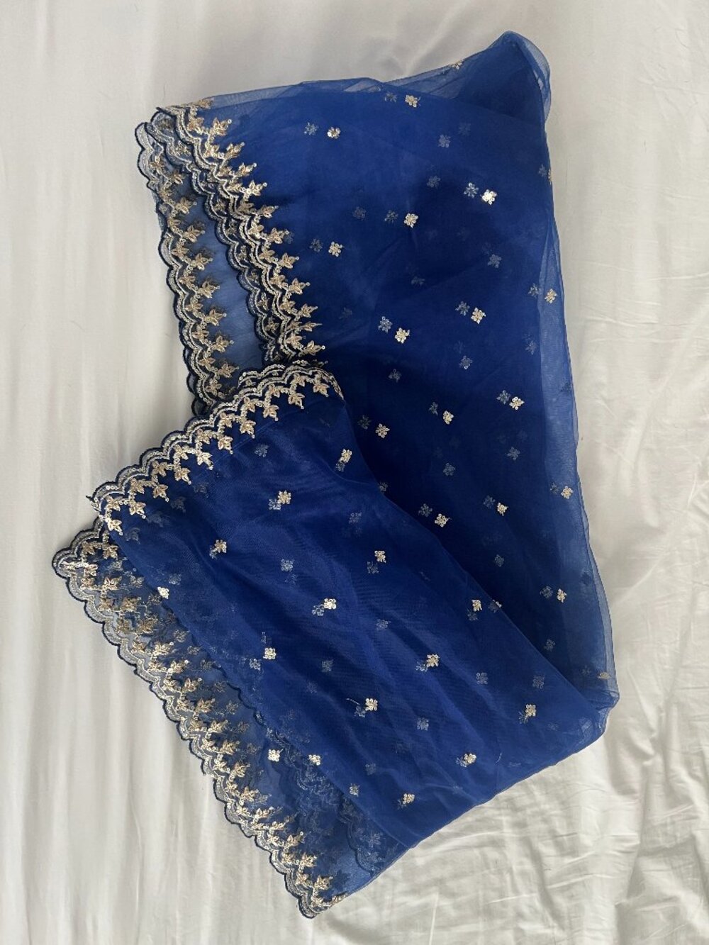 Lashkaraa Royal Blue Embroidered Brocade Lehenga - Picture 5 of 7